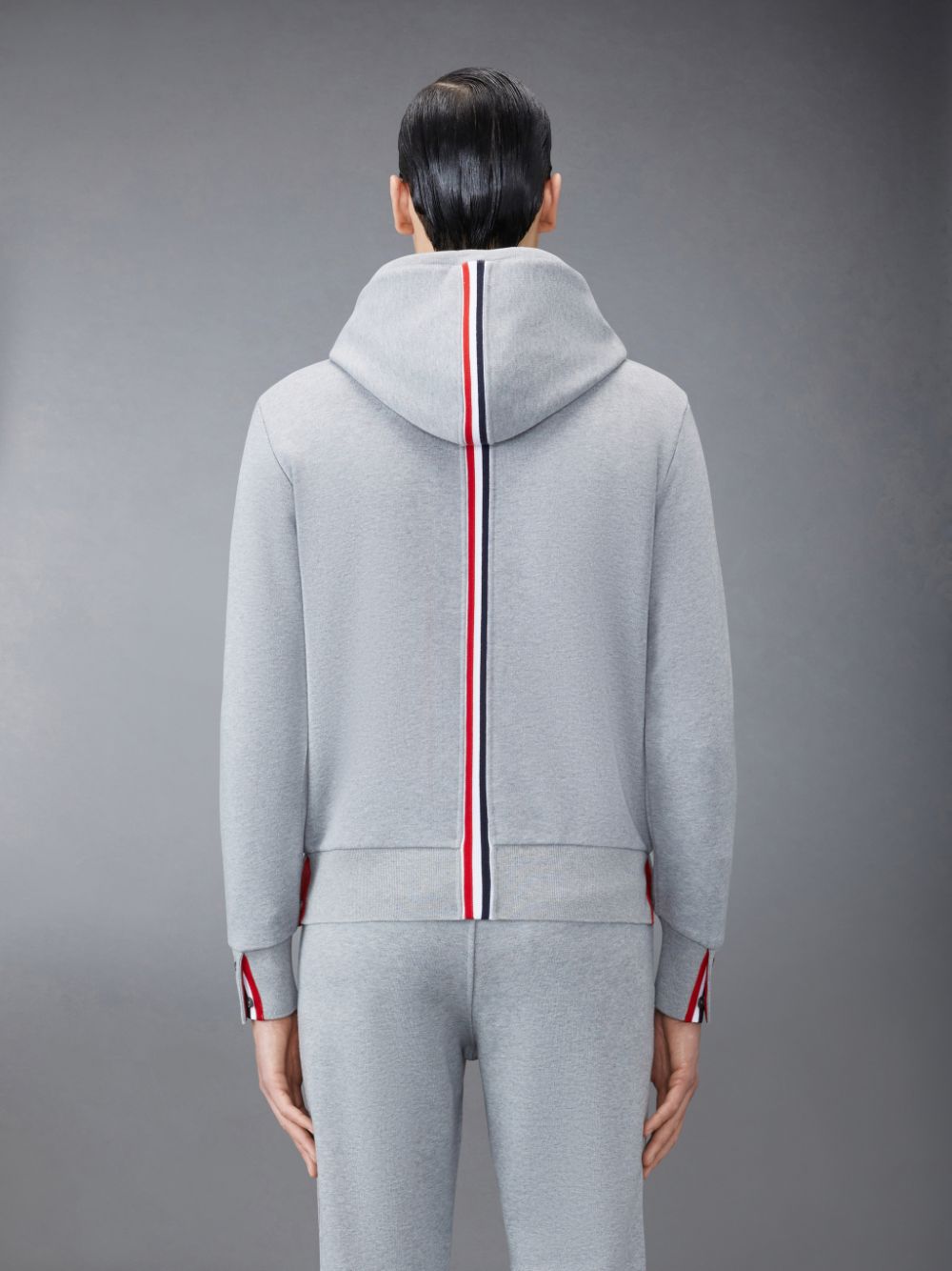 Thom Browne Classic Loopback Stripe Men Hoodie Grey | CCQ50S84275