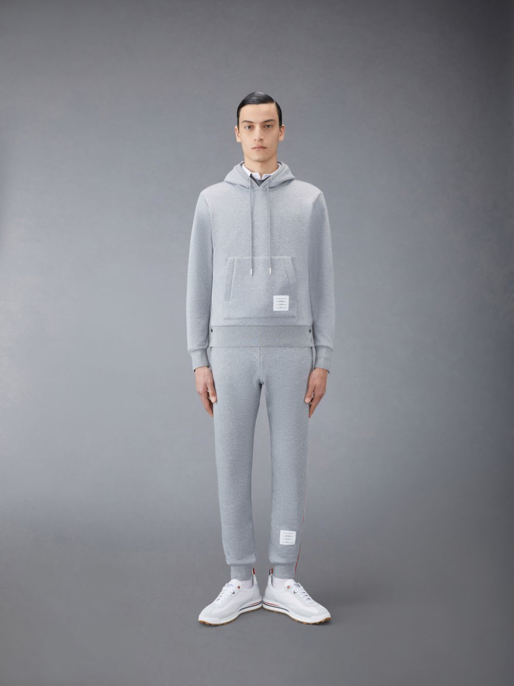 Thom Browne Classic Loopback Stripe Men Hoodie Grey | CCQ50S84275