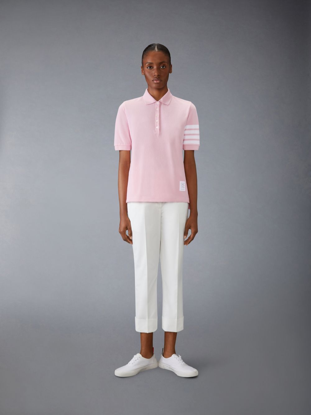 Thom Browne Classic Pique 4-Bar Short Sleeve Women Polo Shirt Pink | DWT20F91085