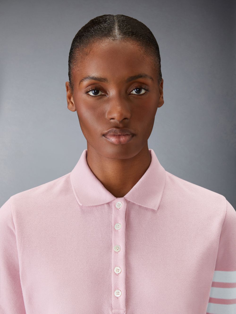 Thom Browne Classic Pique 4-Bar Short Sleeve Women Polo Shirt Pink | DWT20F91085