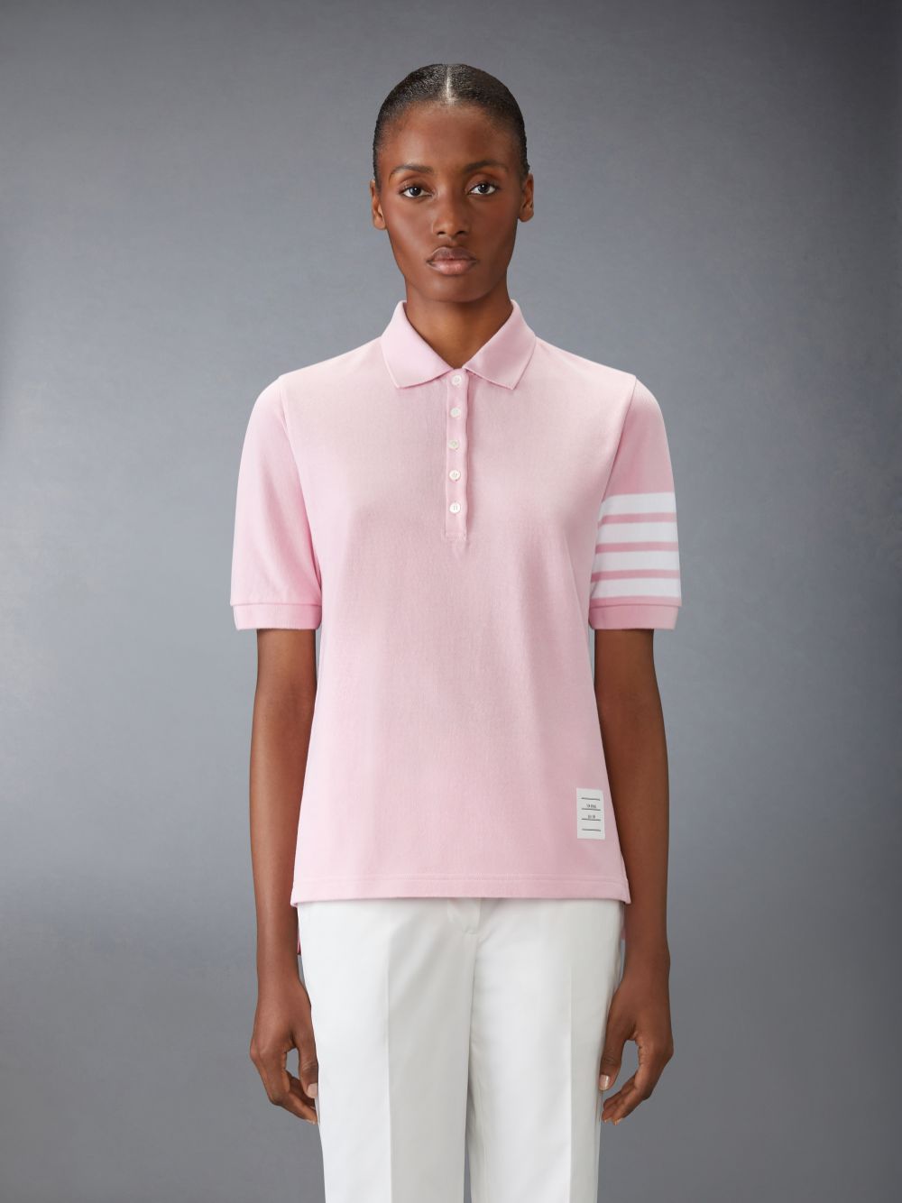 Thom Browne Classic Pique 4-Bar Short Sleeve Women Polo Shirt Pink | DWT20F91085