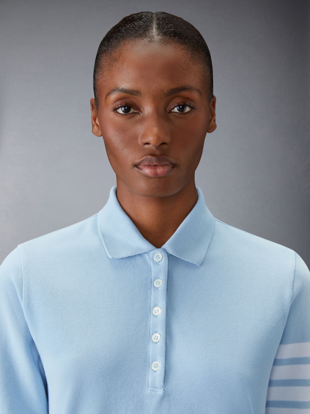 Thom Browne Classic Pique 4-Bar Short Sleeve Women Polo Shirt Blue | EMU90K63968