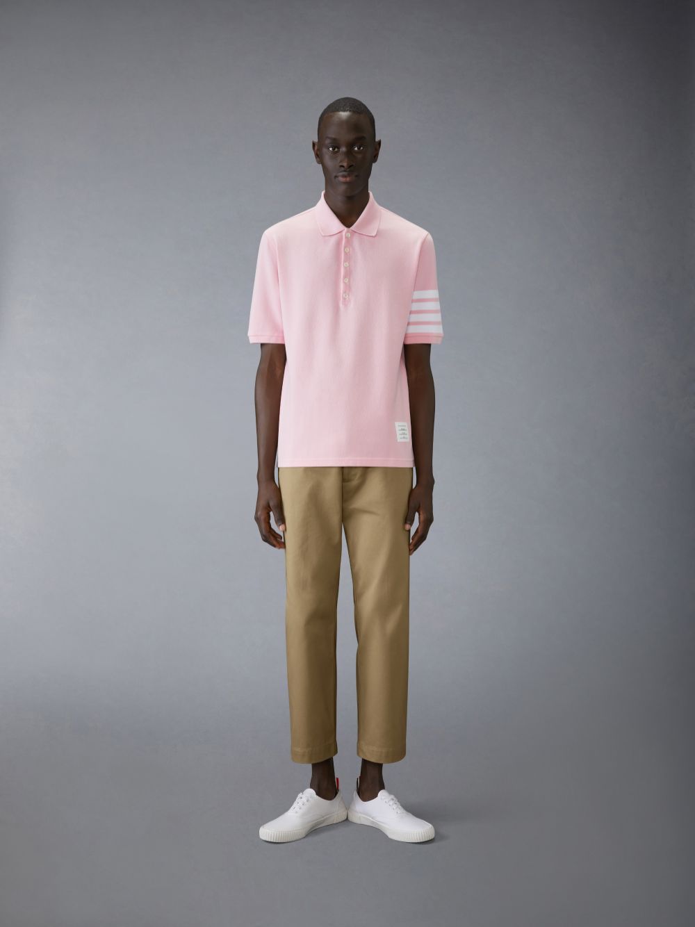 Thom Browne Classic Pique 4-Bar Short Sleeve Men Polo Shirt Pink | CWC19H52784