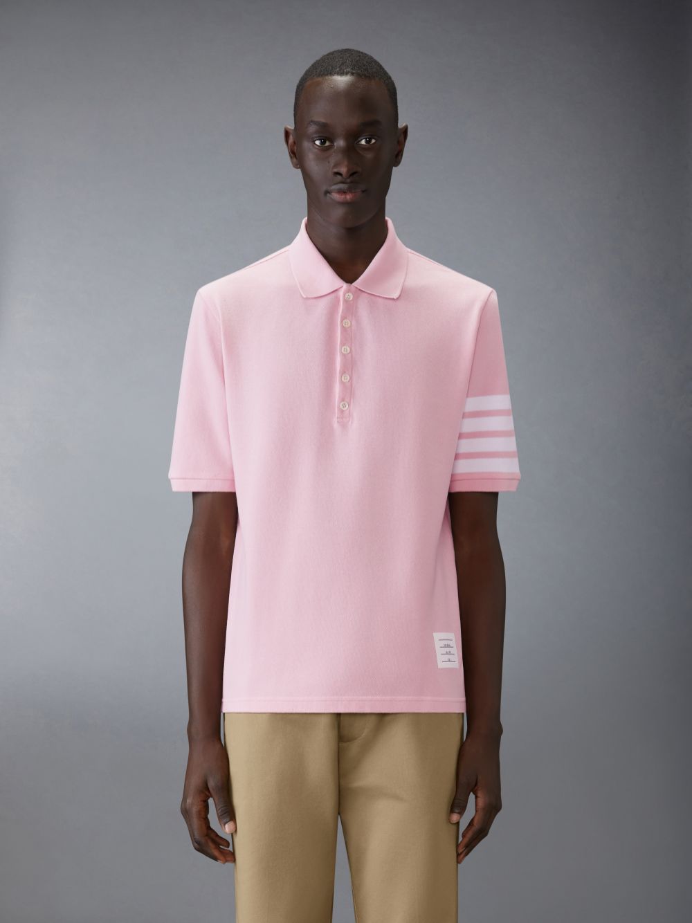 Thom Browne Classic Pique 4-Bar Short Sleeve Men Polo Shirt Pink | CWC19H52784