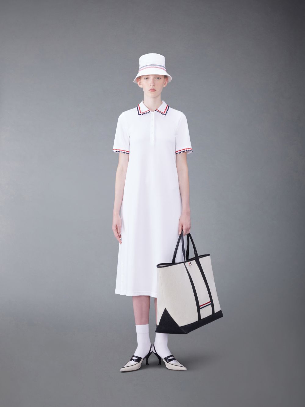 Thom Browne Classic Pique Polo Women Dress White | VNI27O83697