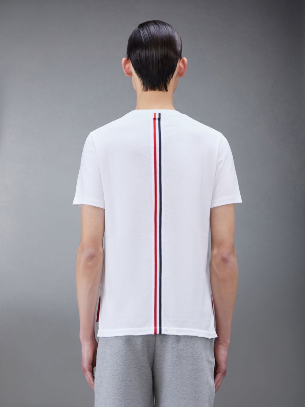 Thom Browne Classic Pique Stripe Men T Shirts White | NMX48D96625