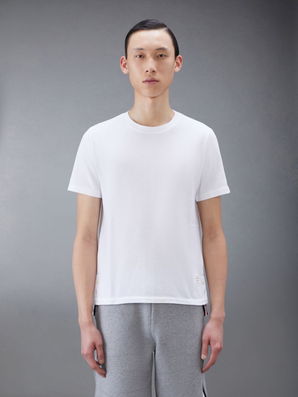 Thom Browne Classic Pique Stripe Men T Shirts White | NMX48D96625