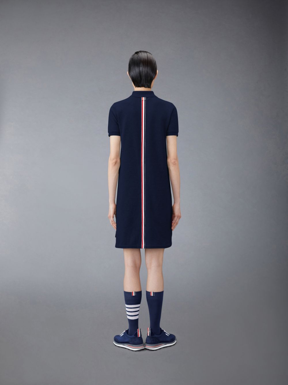 Thom Browne Classic Pique Stripe Polo Women Dress Blue | ICO46O96757