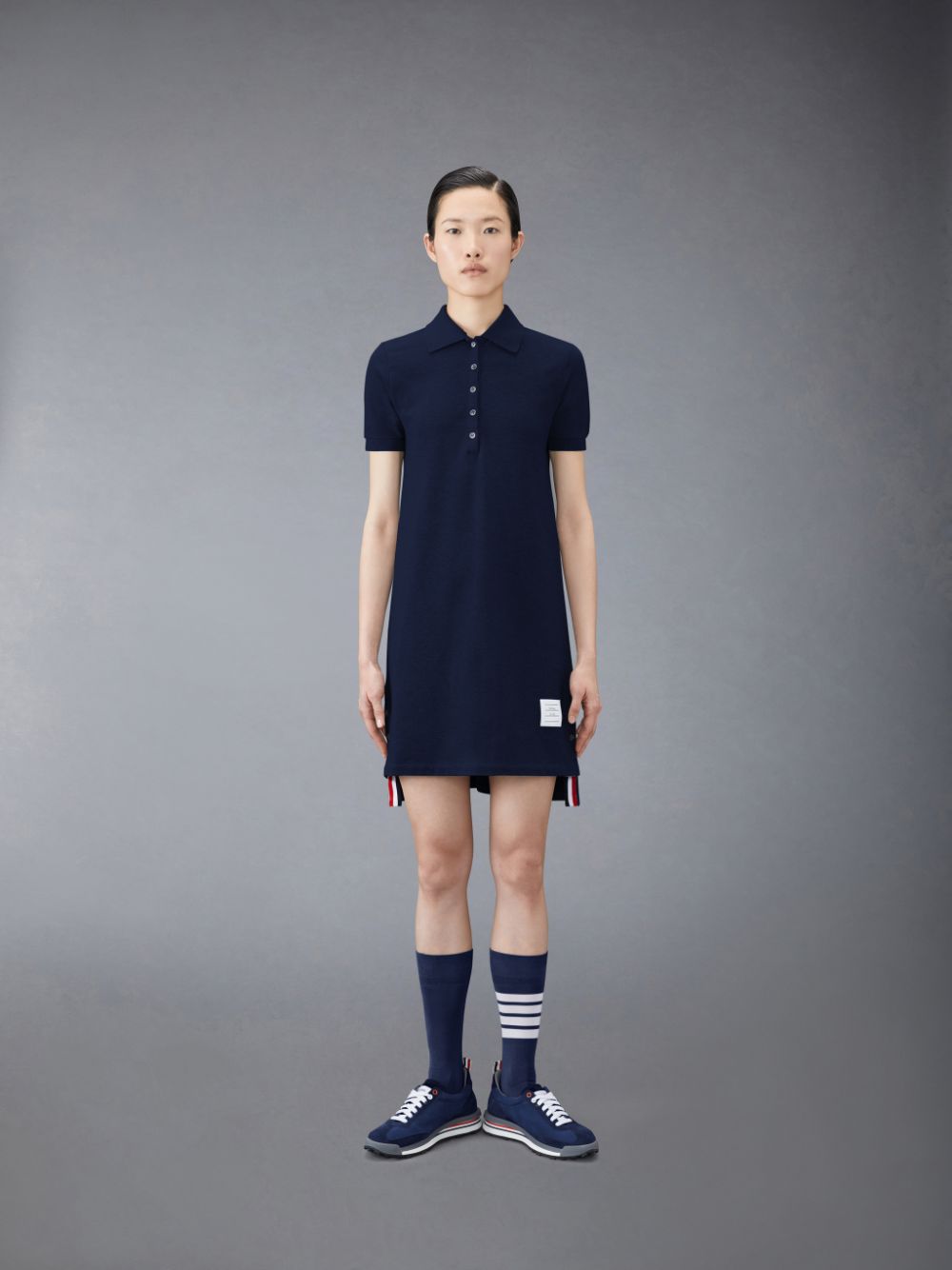 Thom Browne Classic Pique Stripe Polo Women Dress Blue | ICO46O96757