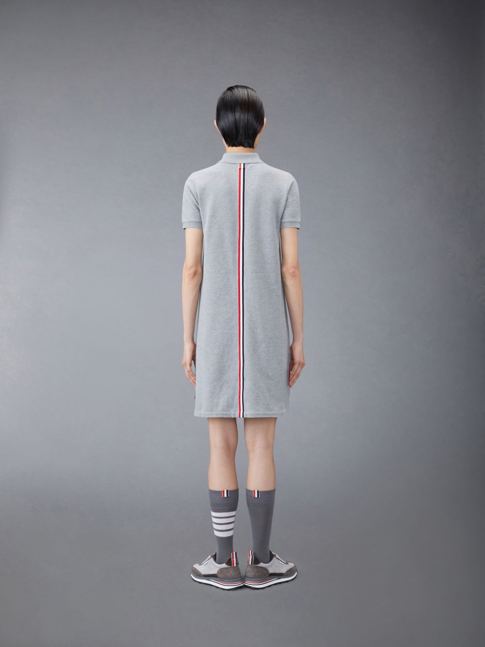 Thom Browne Classic Pique Stripe Polo Women Dress Grey | UCO89K50991