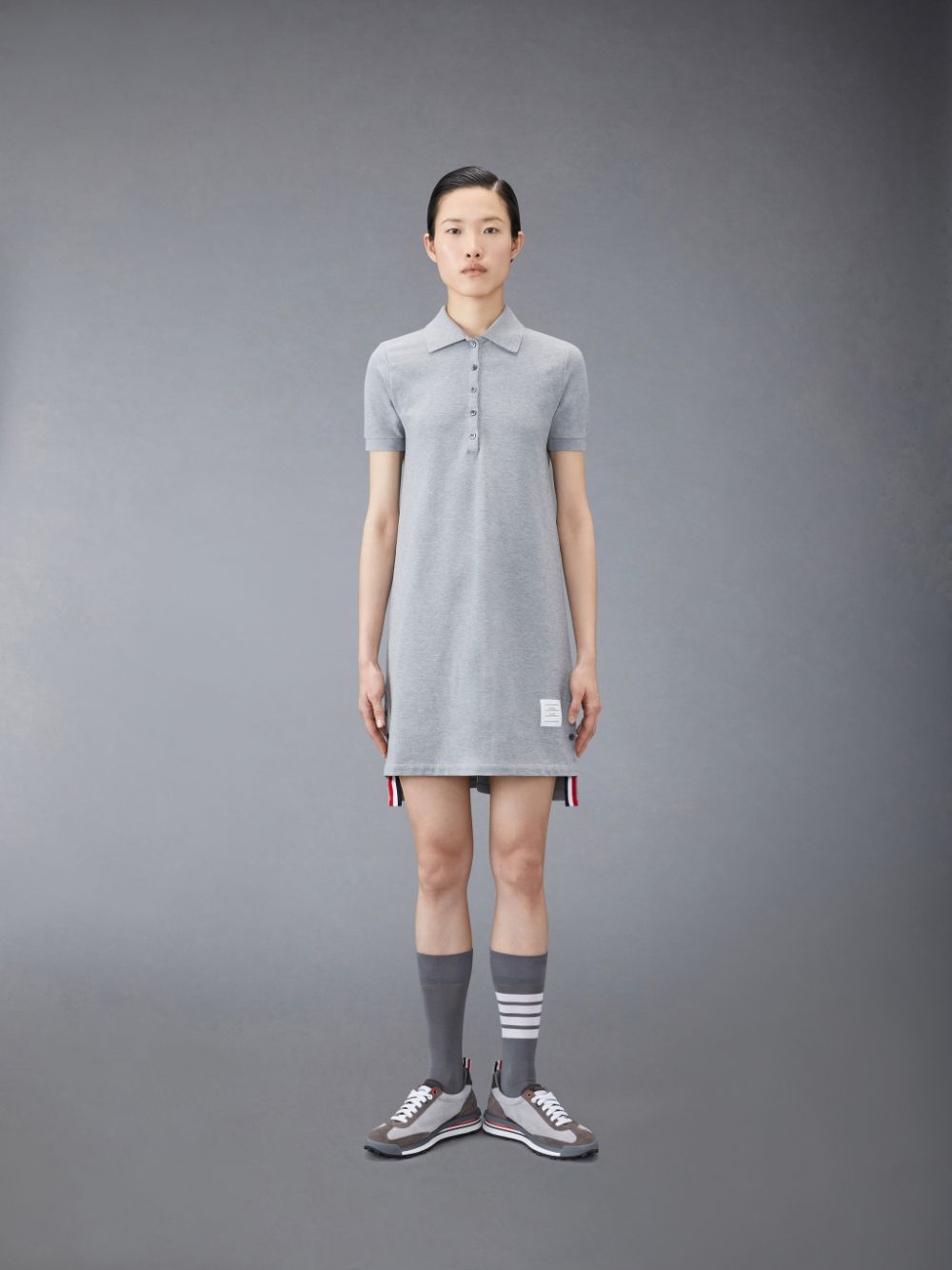 Thom Browne Classic Pique Stripe Polo Women Dress Grey | UCO89K50991