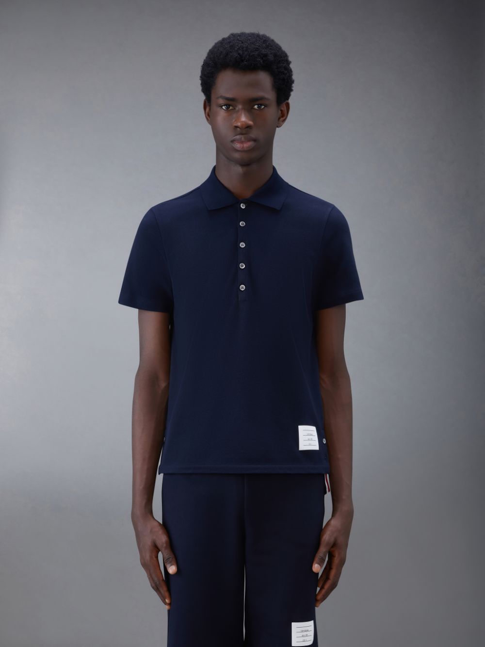 Thom Browne Classic Pique Stripe Relaxed Men Polo Shirt Blue | STN39R99041