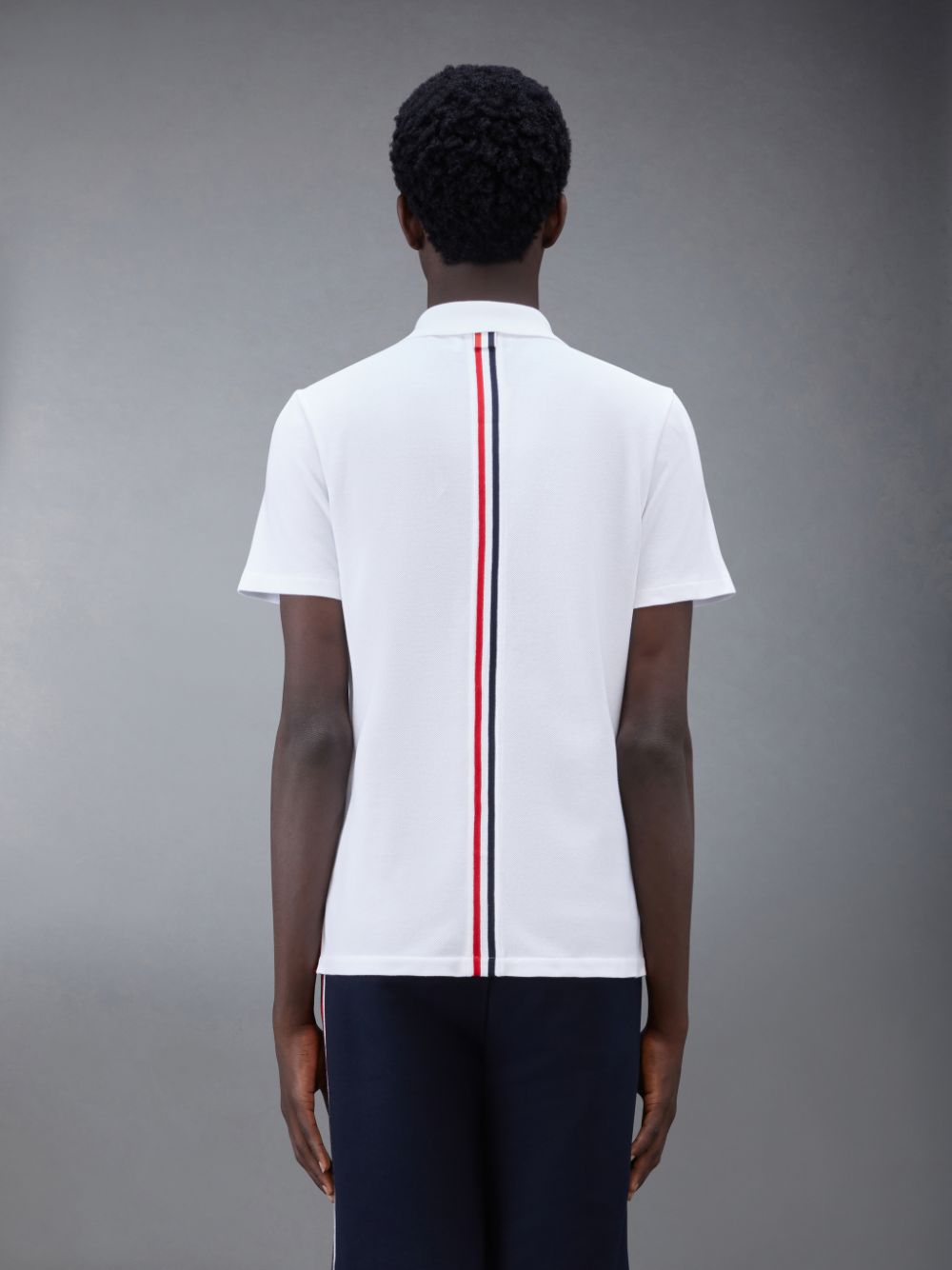 Thom Browne Classic Pique Stripe Relaxed Men Polo Shirt White | VPK31P98386