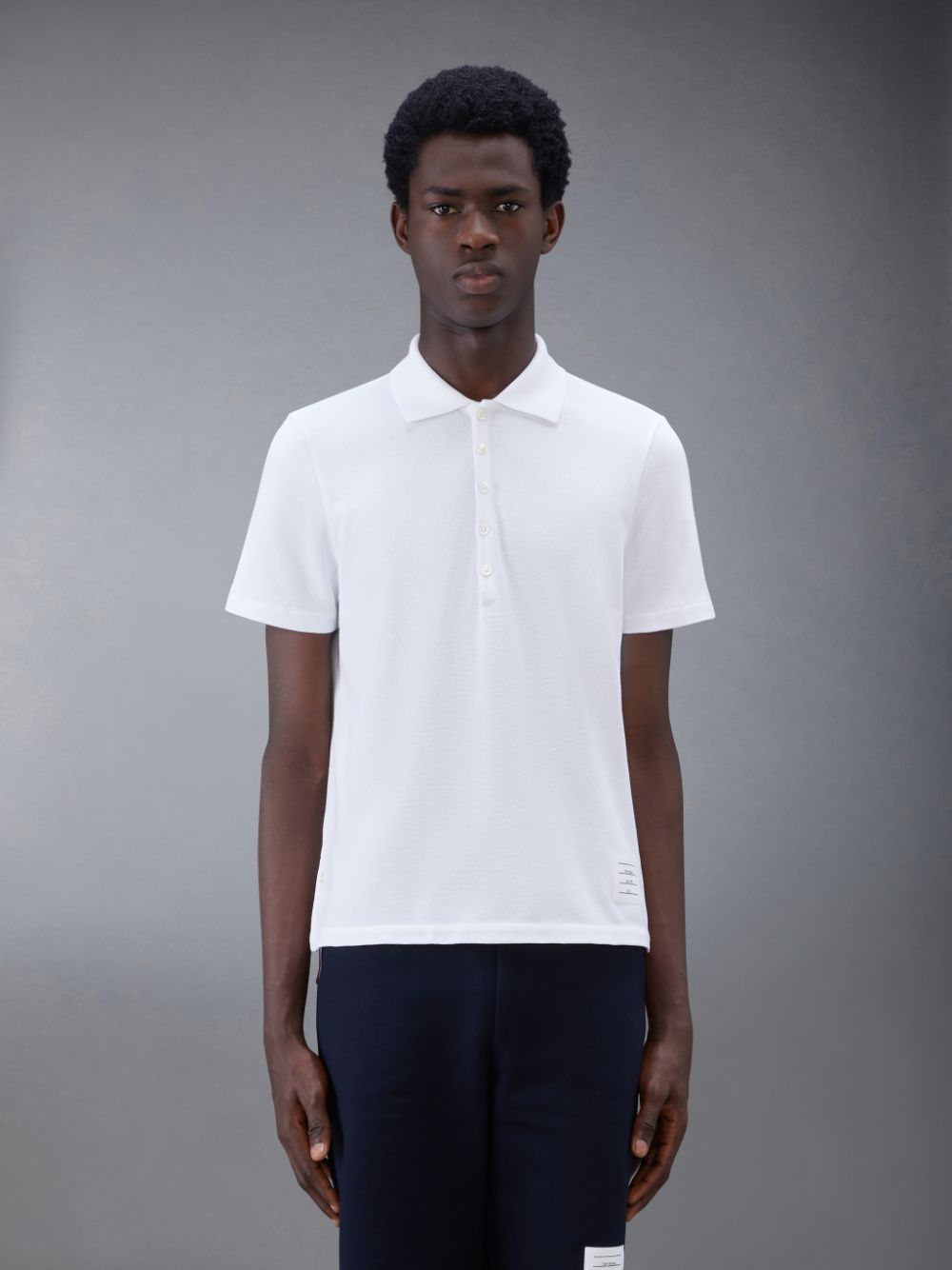 Thom Browne Classic Pique Stripe Relaxed Men Polo Shirt White | VPK31P98386