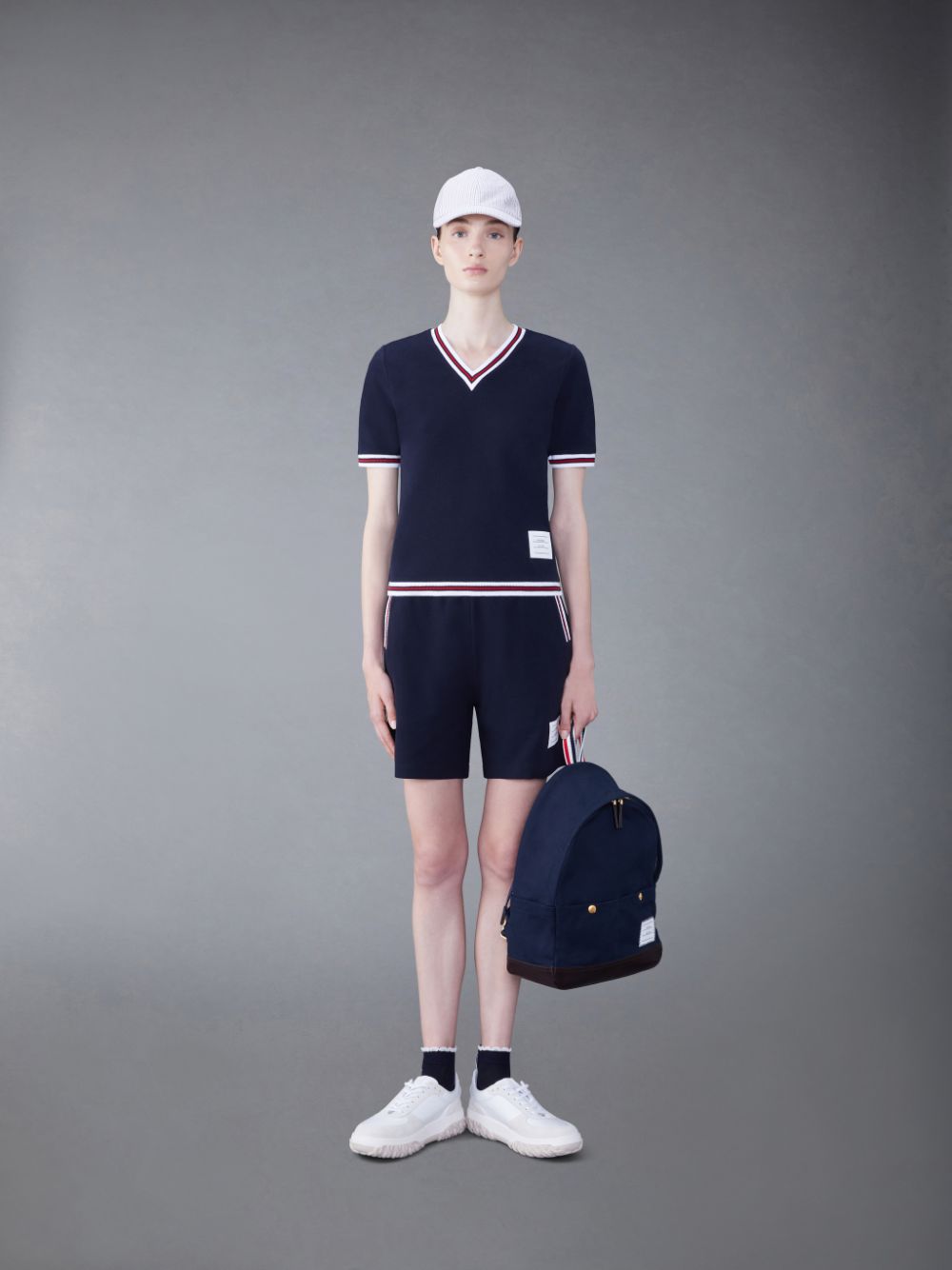 Thom Browne Classic Pique Stripe Women Shorts Blue | QOM58O07827