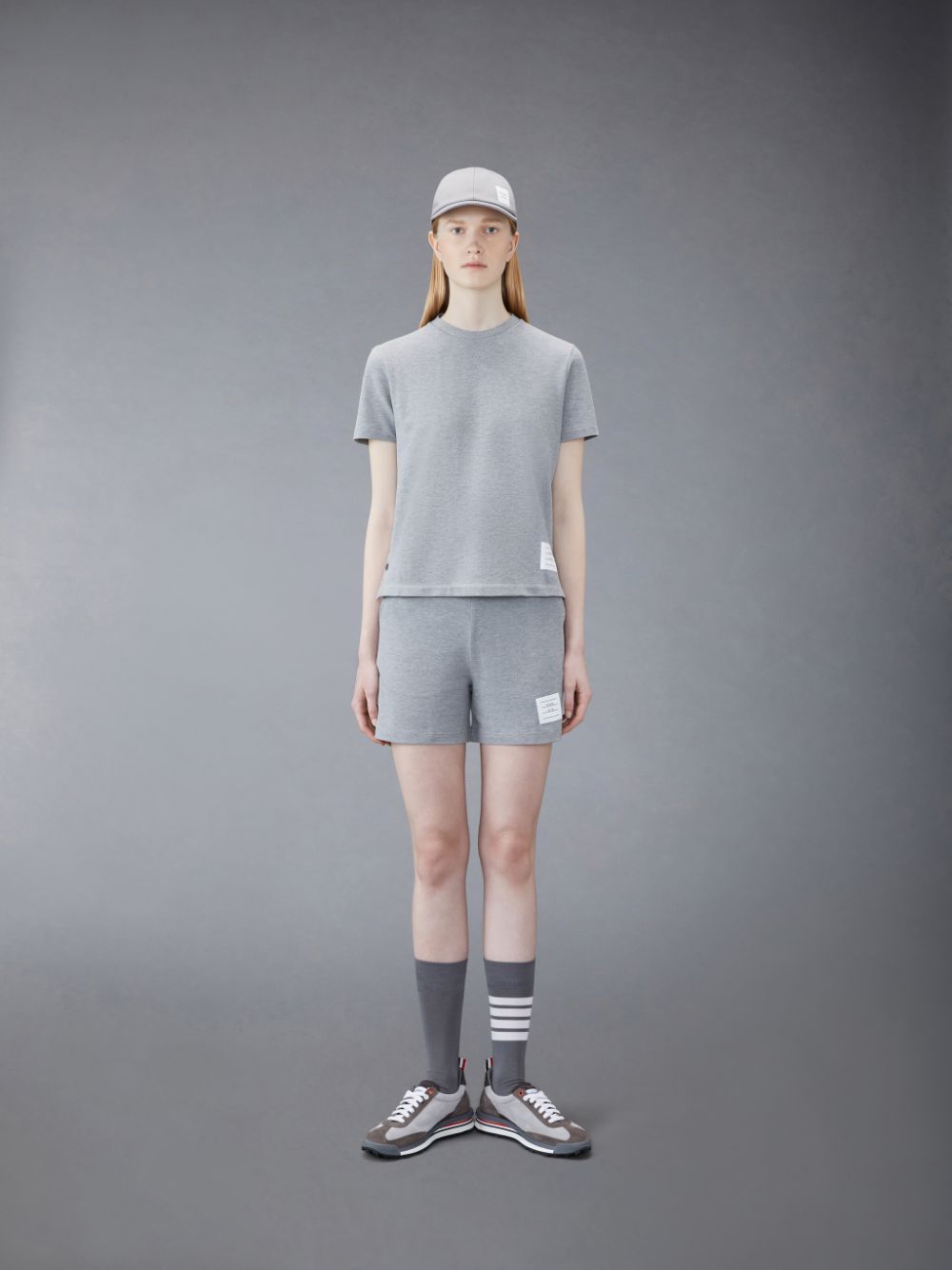 Thom Browne Classic Pique Stripe Women T Shirts Grey | MFR03T21701