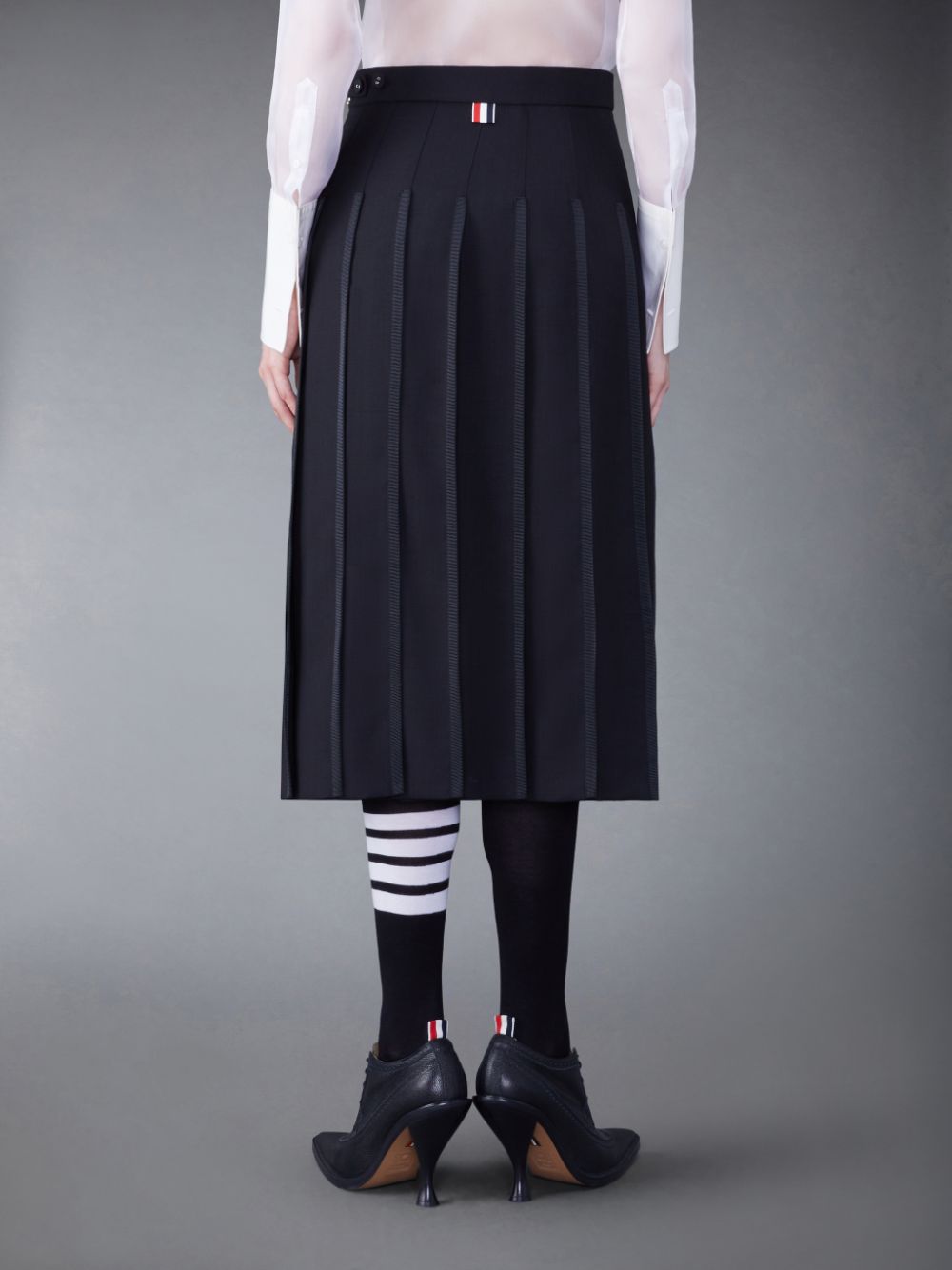 Thom Browne Classic Tipping Pleated Women Skirts Black | ZKF16W06857