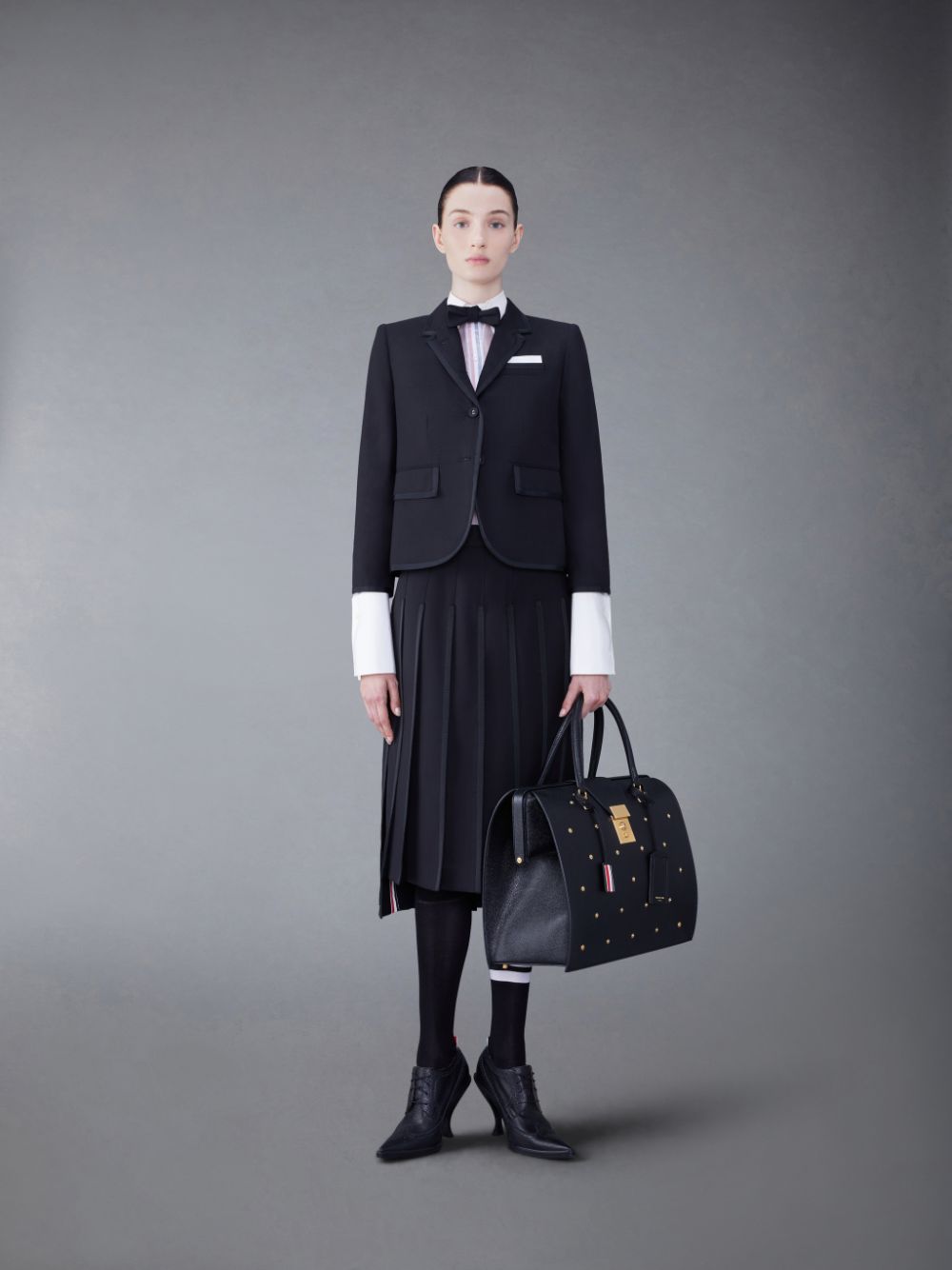 Thom Browne Classic Tipping Pleated Women Skirts Black | ZKF16W06857