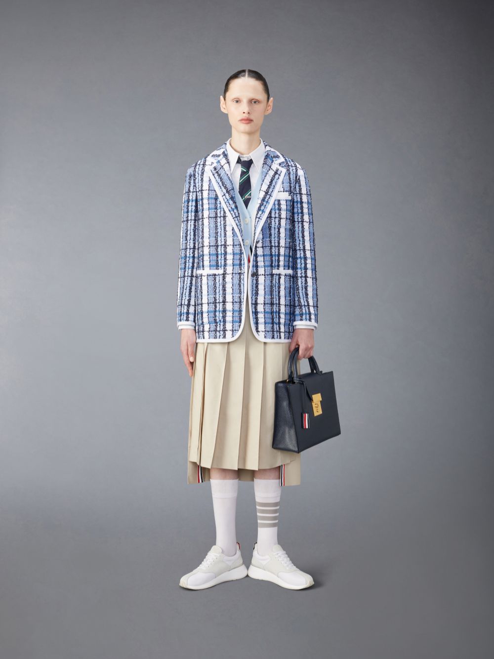 Thom Browne Classic Tweed Sport Women Coats Blue | CFM51A56325