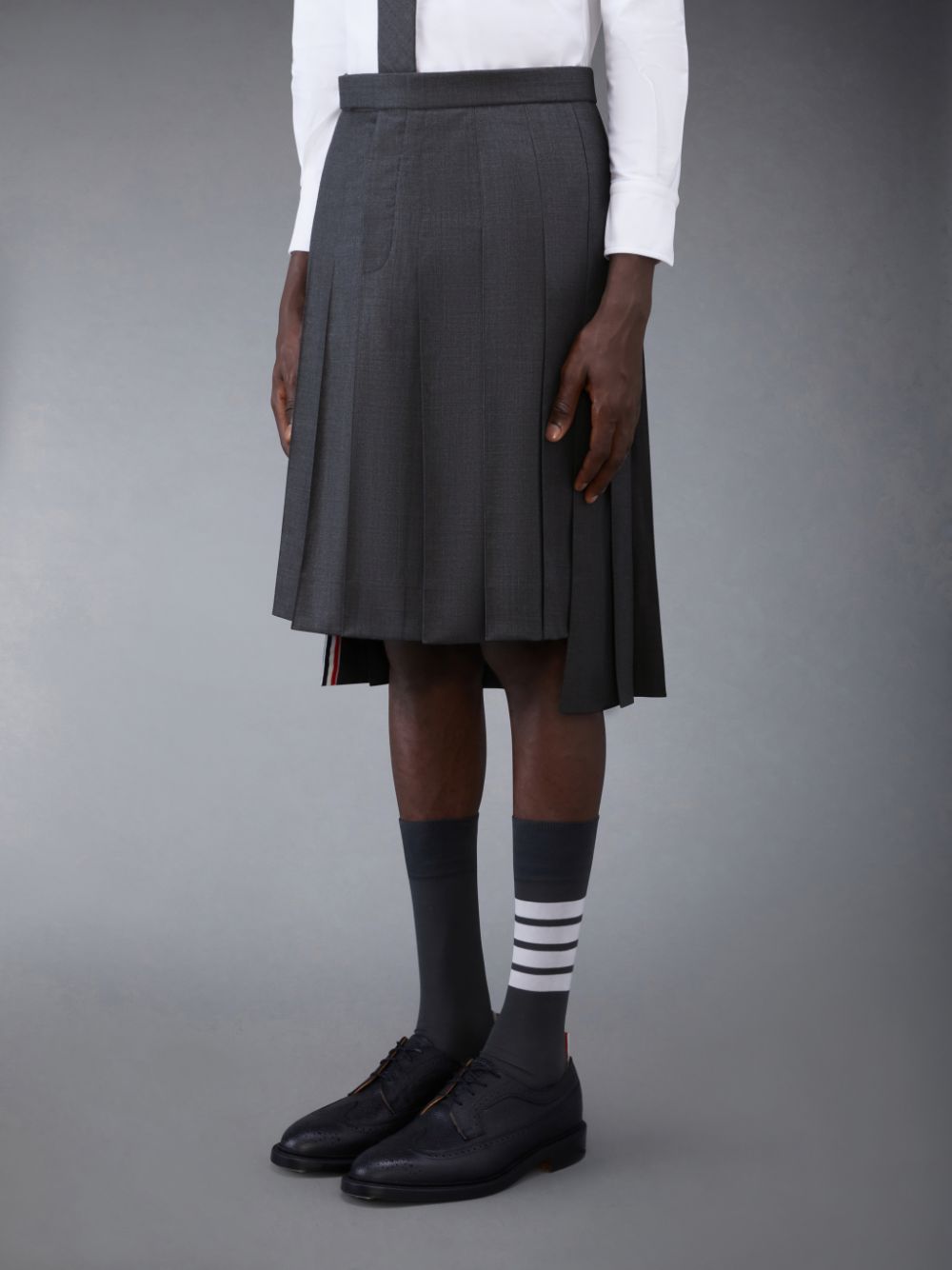 Thom Browne Classic Twill Pleated Men Skirts Grey | TMR49C33451