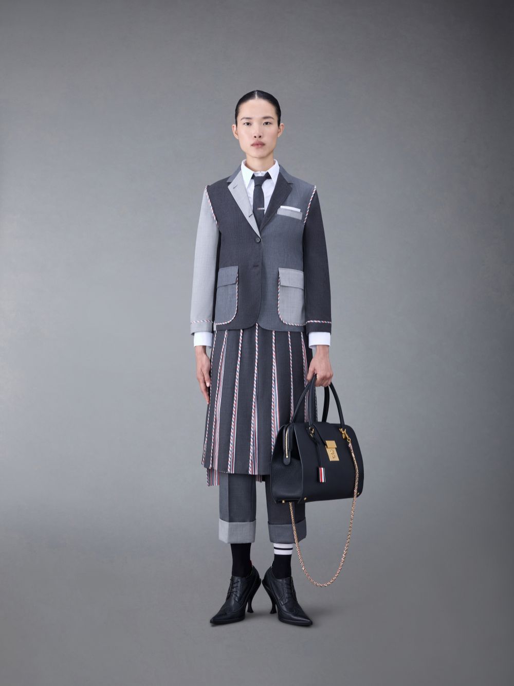 Thom Browne Classsic Twill Pleated Women Skirts Grey | DEF13X19612