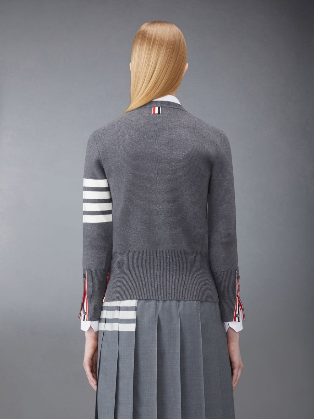 Thom Browne Cotton 4-Bar Classic Milano Stitch Women Pullover Grey | KNT31A16546