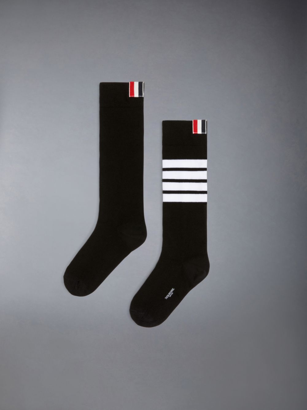 Thom Browne Cotton 4-Bar Knee High Boys\'s Socks Black | OIT33M11396