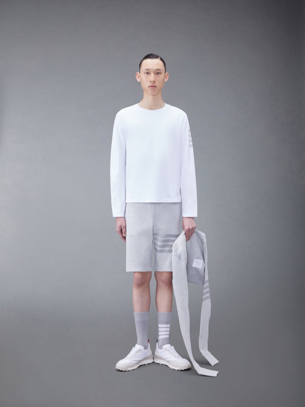 Thom Browne Cotton 4-Bar Men T Shirts White | MFO19U99034