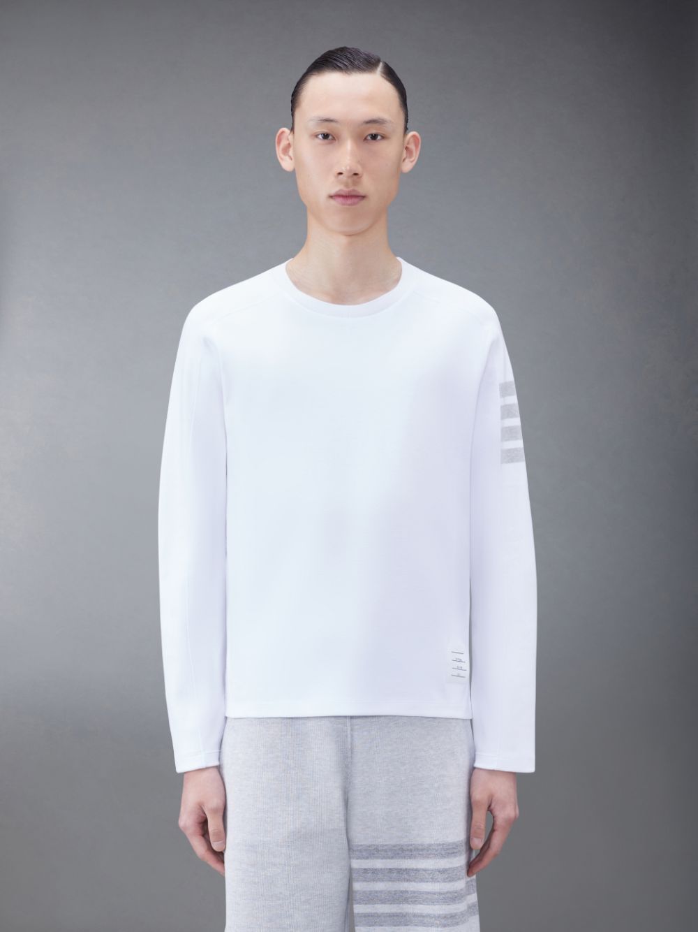 Thom Browne Cotton 4-Bar Men T Shirts White | MFO19U99034