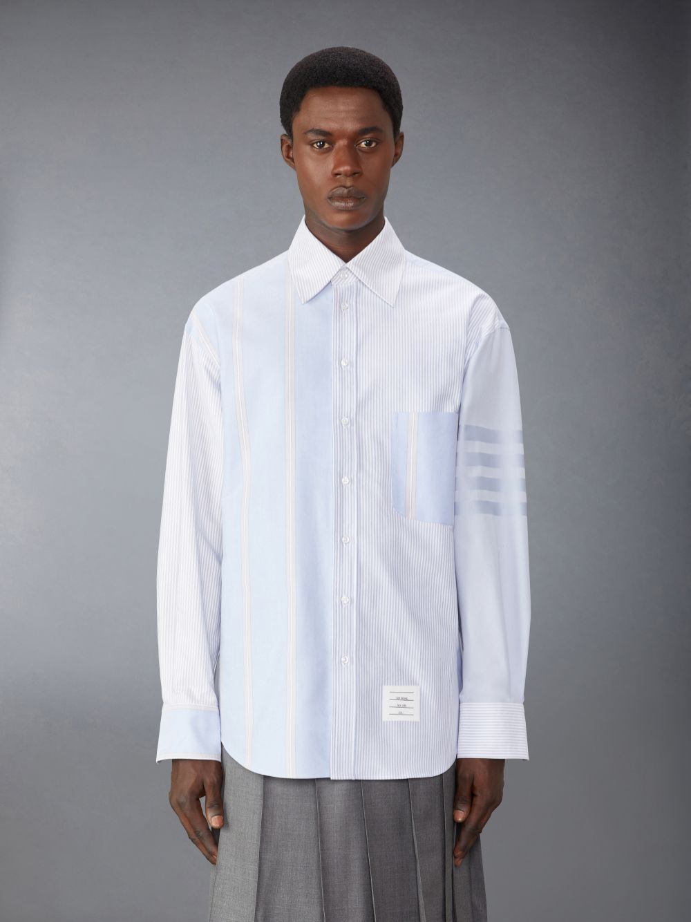 Thom Browne Cotton 4-Bar Oversized Men Shirts Blue | REU71G40226