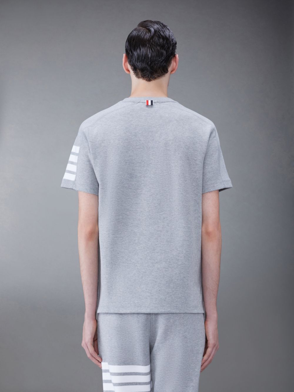 Thom Browne Cotton 4-Bar Short Sleeve Men T Shirts Grey | MAC77H30367