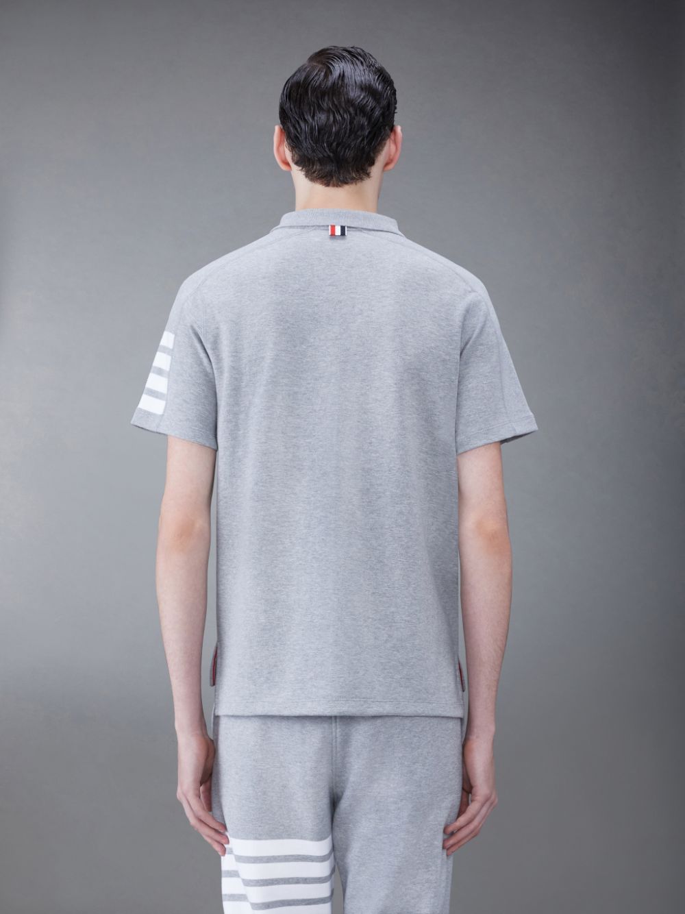 Thom Browne Cotton 4-Bar Short Sleeve Men Polo Shirt Grey | NBD01P52056