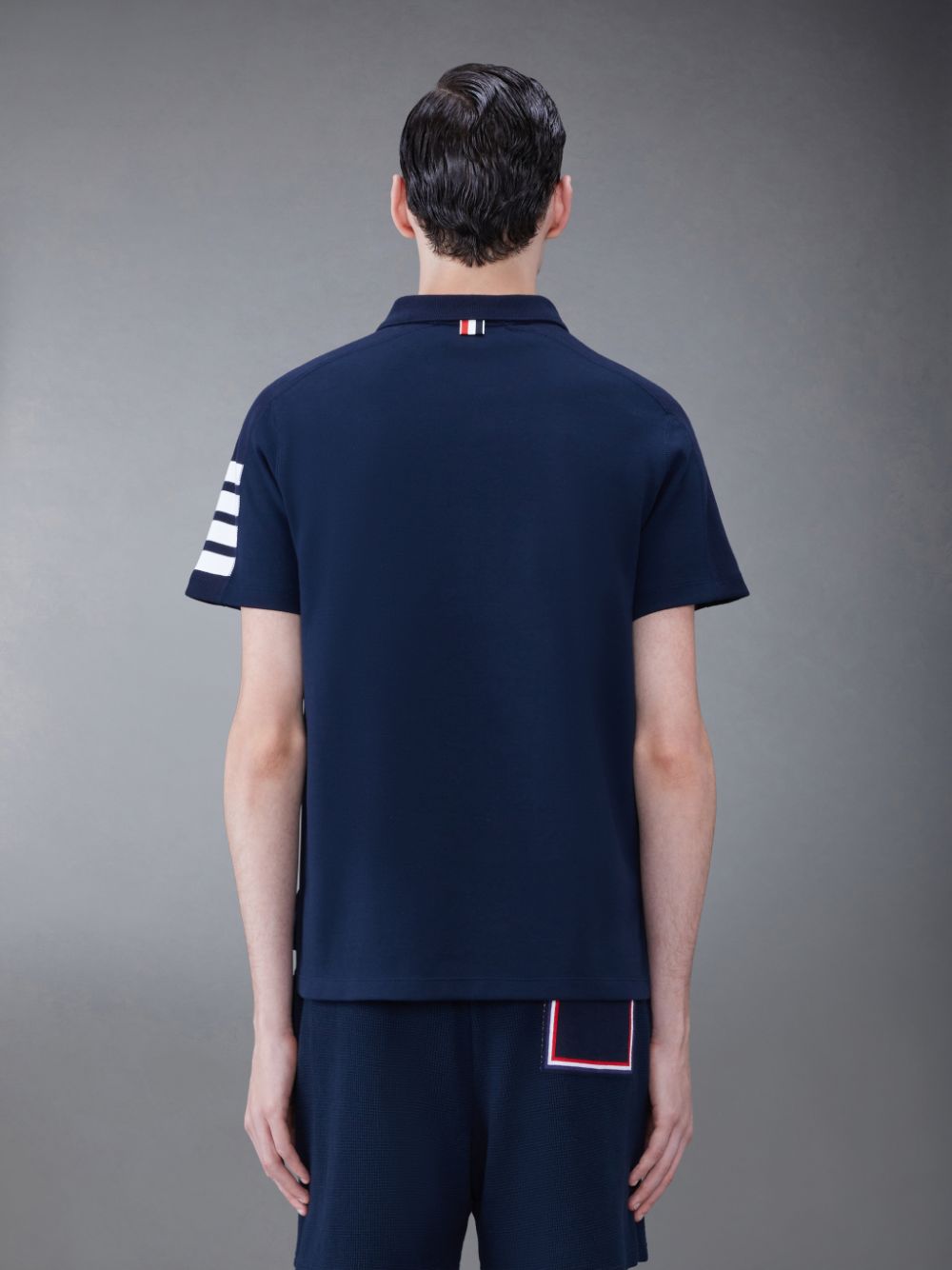 Thom Browne Cotton 4-Bar Short Sleeve Men Polo Shirt Blue | WUZ77S15426