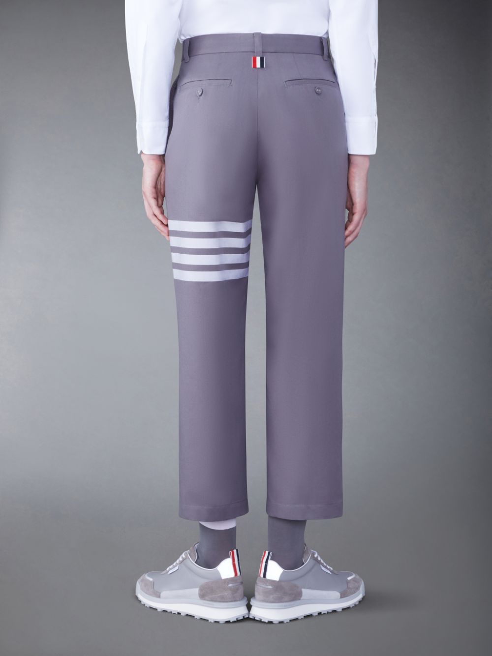 Thom Browne Cotton 4-Bar Straight Leg Men Pants Grey | ZFO68W82851