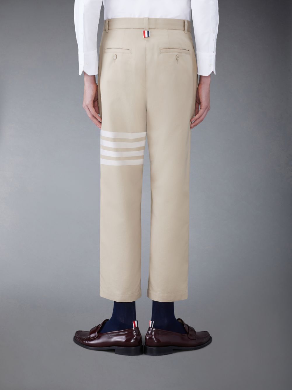 Thom Browne Cotton 4-Bar Straight Leg Men Pants Beige | GDA21S40669