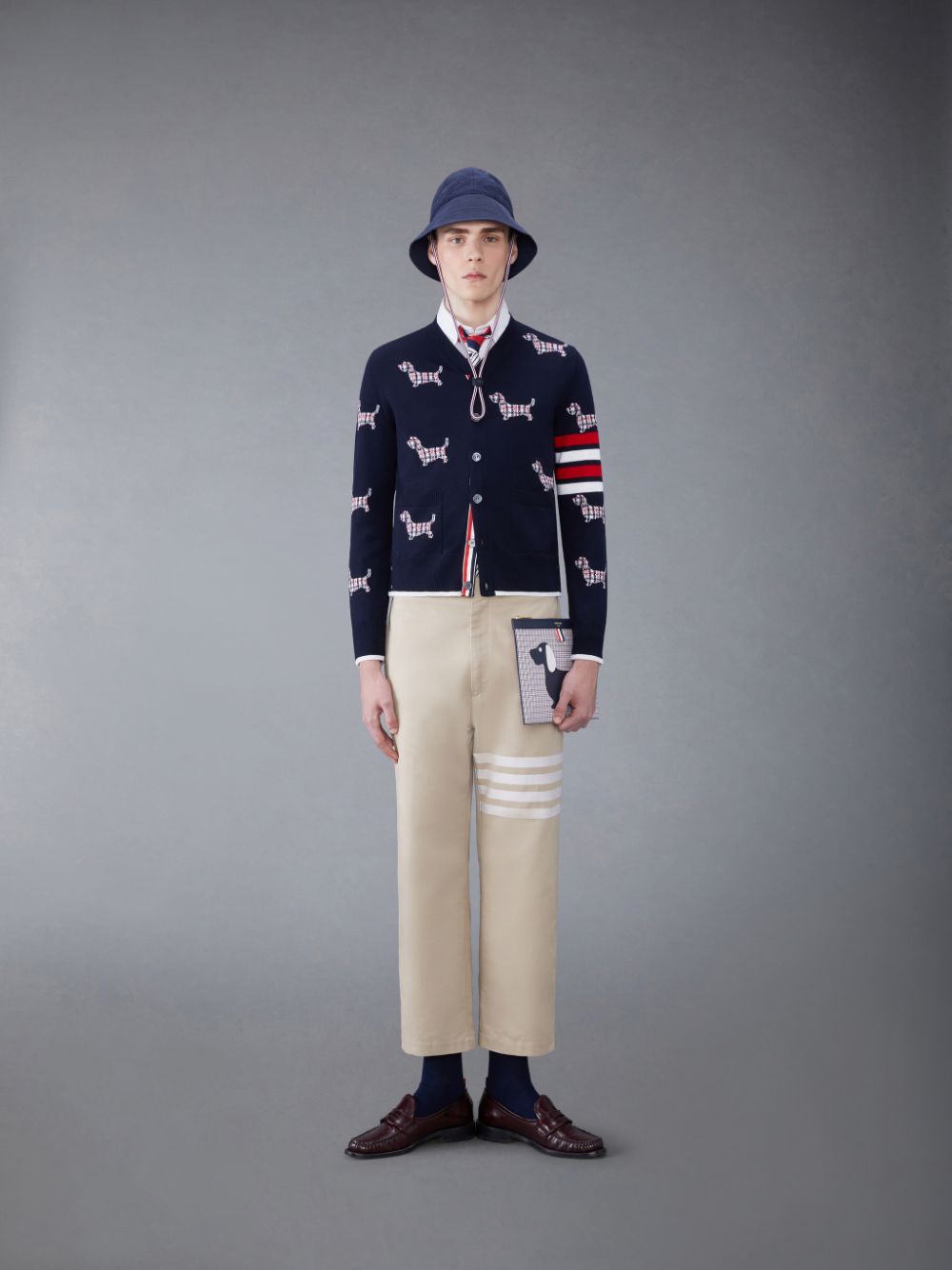 Thom Browne Cotton 4-Bar Straight Leg Men Pants Beige | GDA21S40669