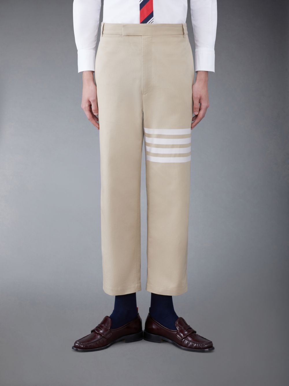 Thom Browne Cotton 4-Bar Straight Leg Men Pants Beige | GDA21S40669