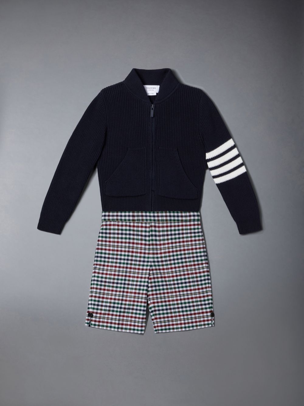 Thom Browne Cotton 4-Bar Zip up Boys's Cardigan Blue | SOL39D53584