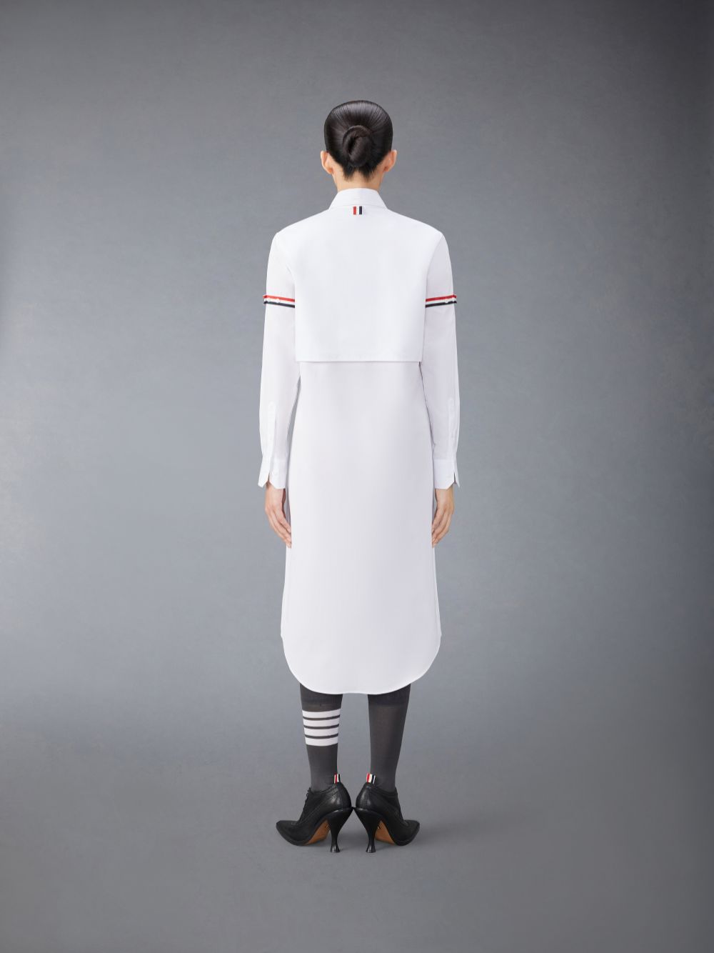 Thom Browne Cotton Armband Easy Fit Maxi Shirt Women Dress White | JLL70U38981