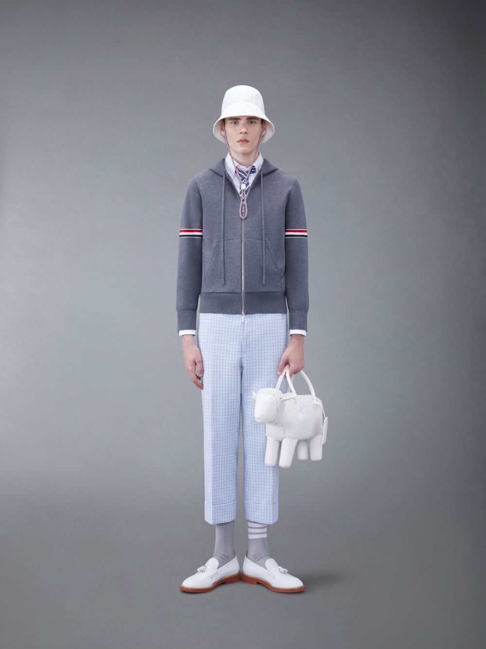 Thom Browne Cotton Armband Men Hoodie Grey | MAE82O59651