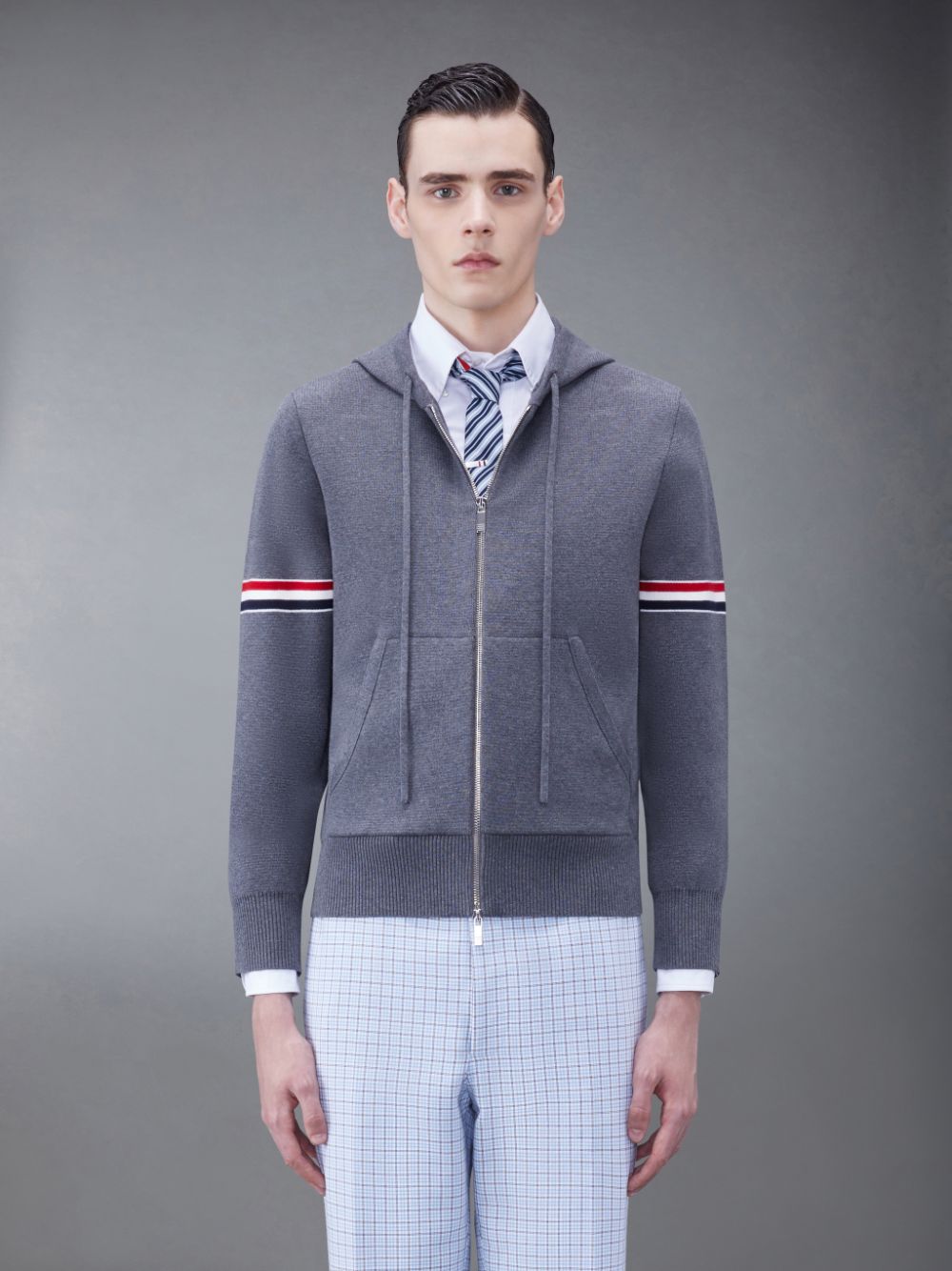 Thom Browne Cotton Armband Men Hoodie Grey | MAE82O59651