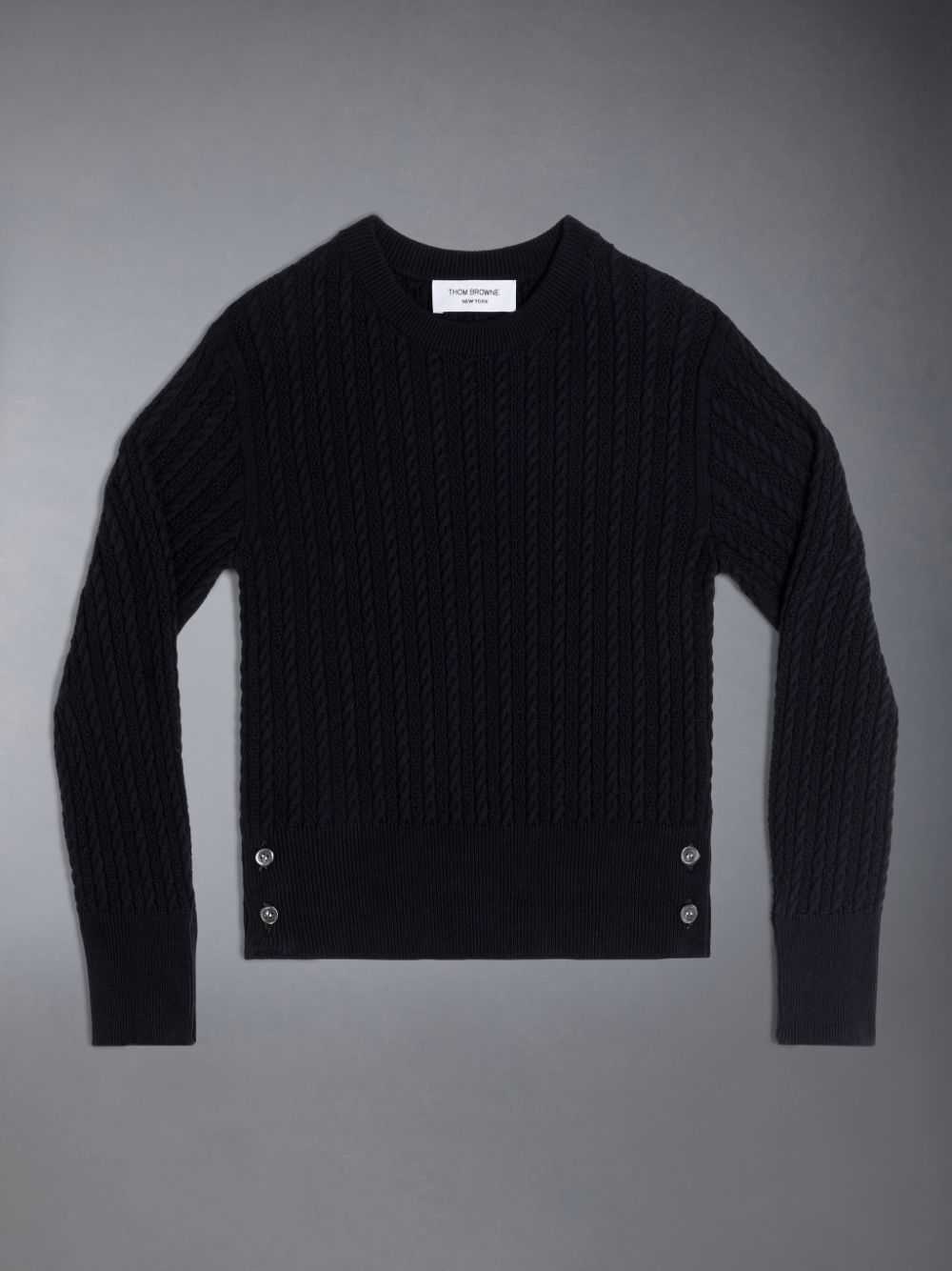 Thom Browne Cotton Cable Knit Boys\'s Pullover Black | DYO97V03296