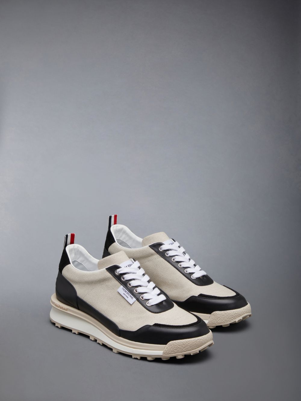 Thom Browne Cotton Canvas Alumni Men Sneakers Beige | GRH10A32170