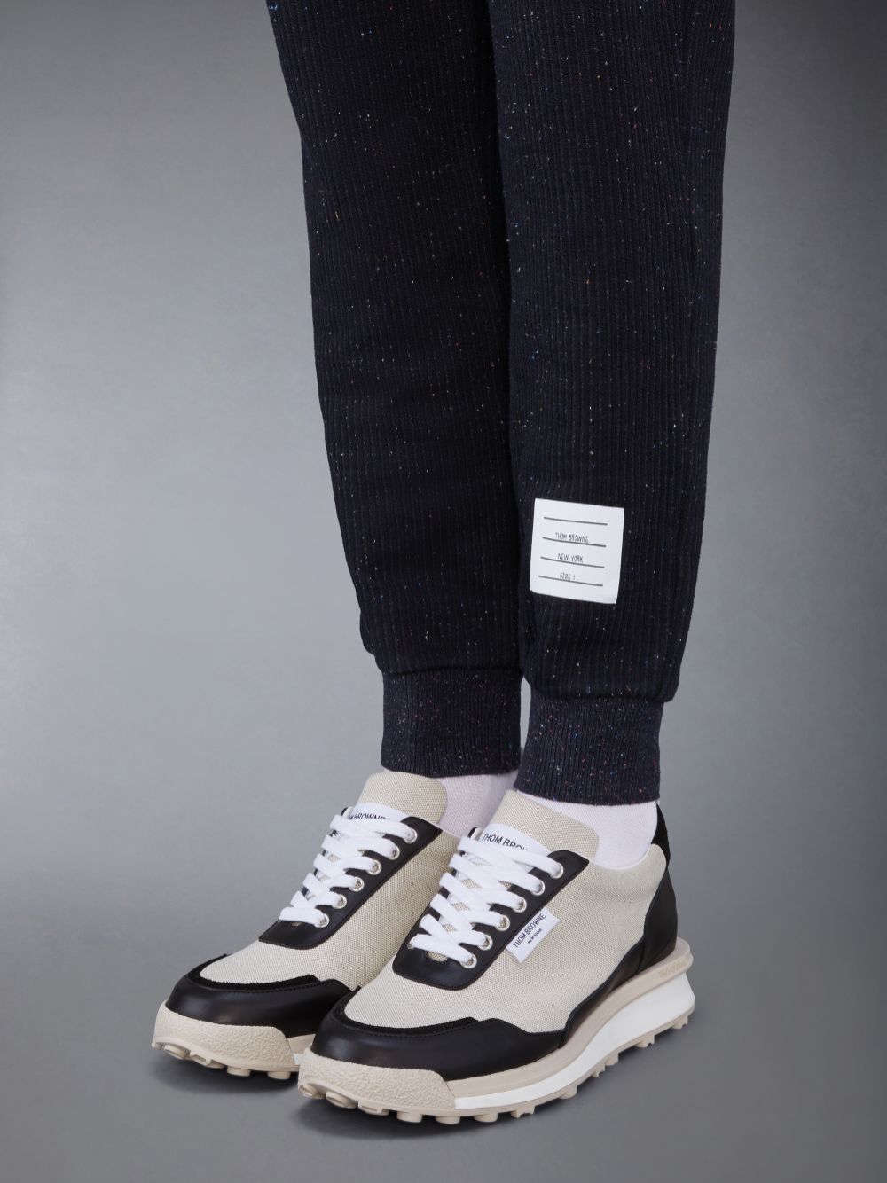 Thom Browne Cotton Canvas Alumni Men Sneakers Beige | GRH10A32170