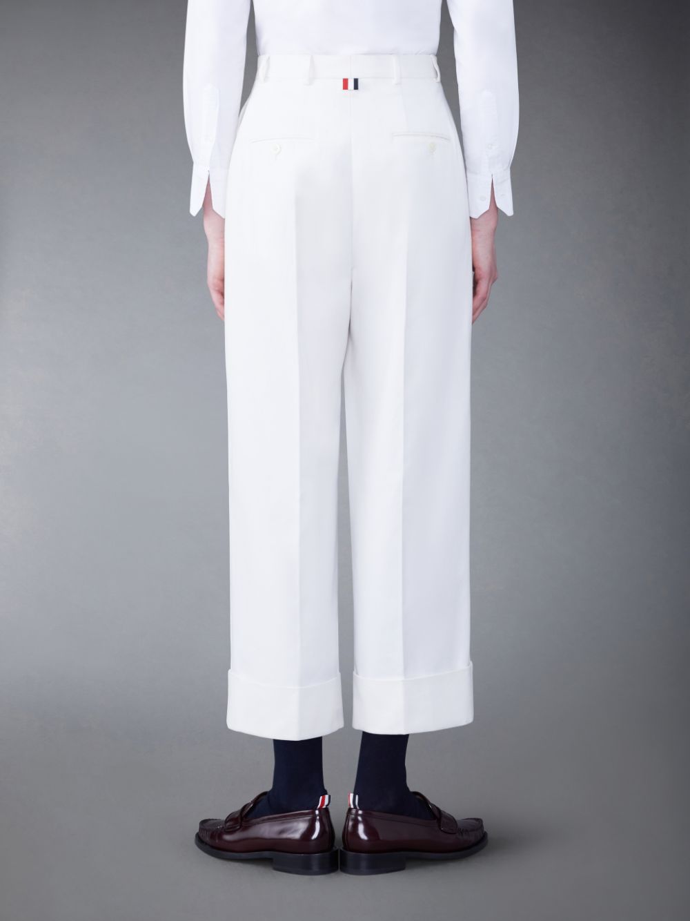 Thom Browne Cotton Canvas High Waisted Women Pants White | XTP45R09314