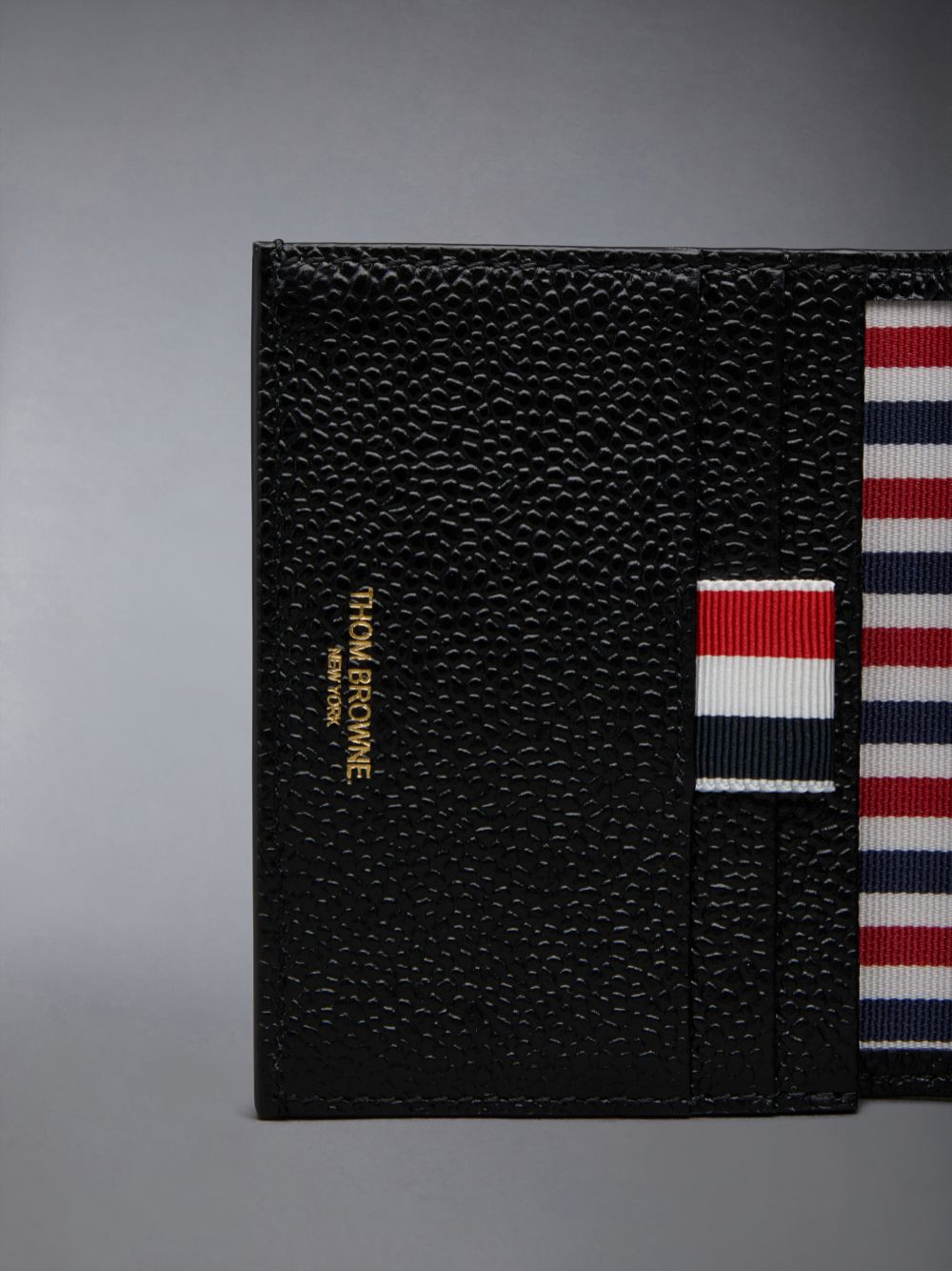 Thom Browne Cotton Canvas Leather Frame Double Men Card Case Beige | PJU63E37007