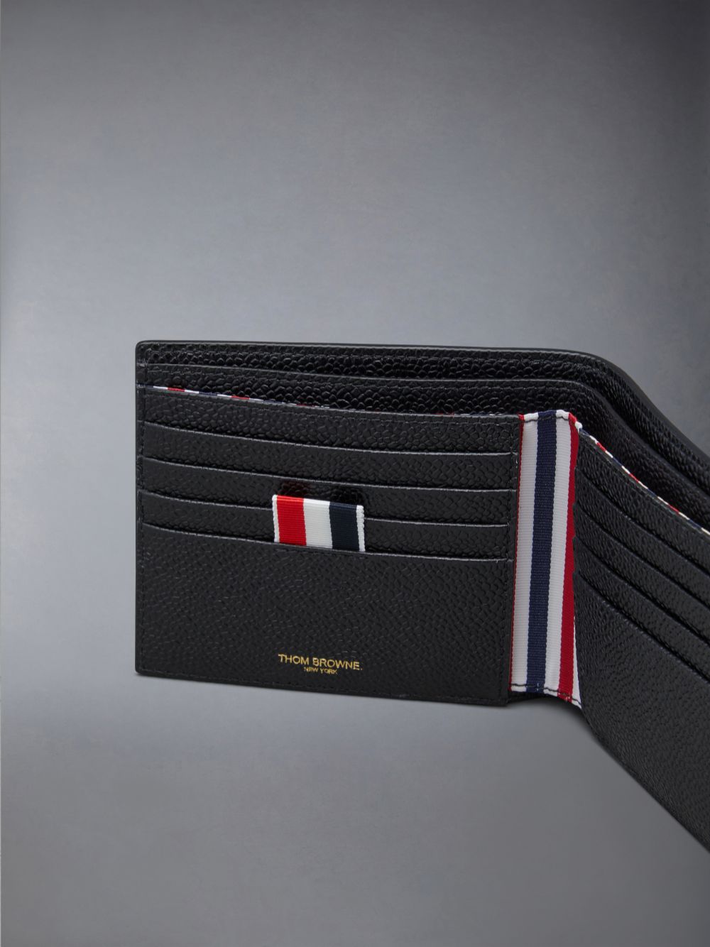 Thom Browne Cotton Canvas Leather Frame Bifold Men Wallets Beige | MOL28R41570