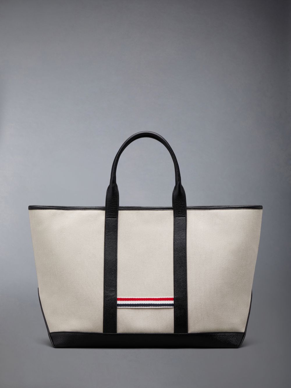 Thom Browne Cotton Canvas Leather Medium Tool Women Tote Bags Beige | QCY95W21115