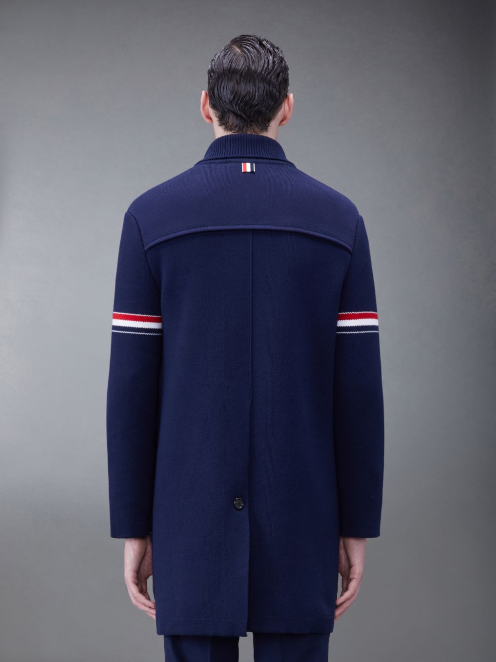 Thom Browne Cotton Cashmere Shawl Collar Armband Men Coats Blue | JRI00M39384