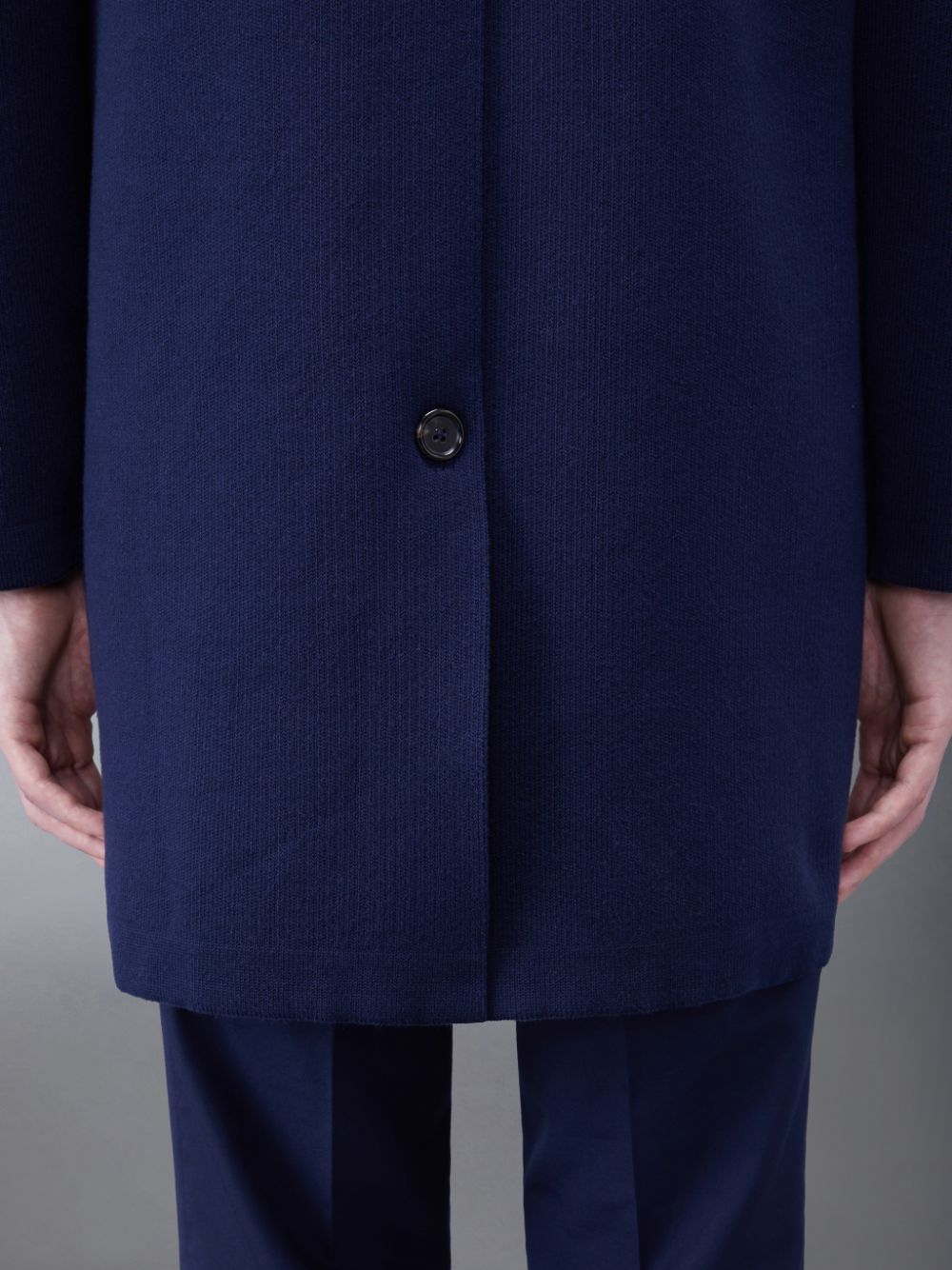 Thom Browne Cotton Cashmere Shawl Collar Armband Men Coats Blue | JRI00M39384